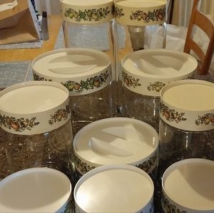 10 piece pyrex/corning spice of life storage canister set